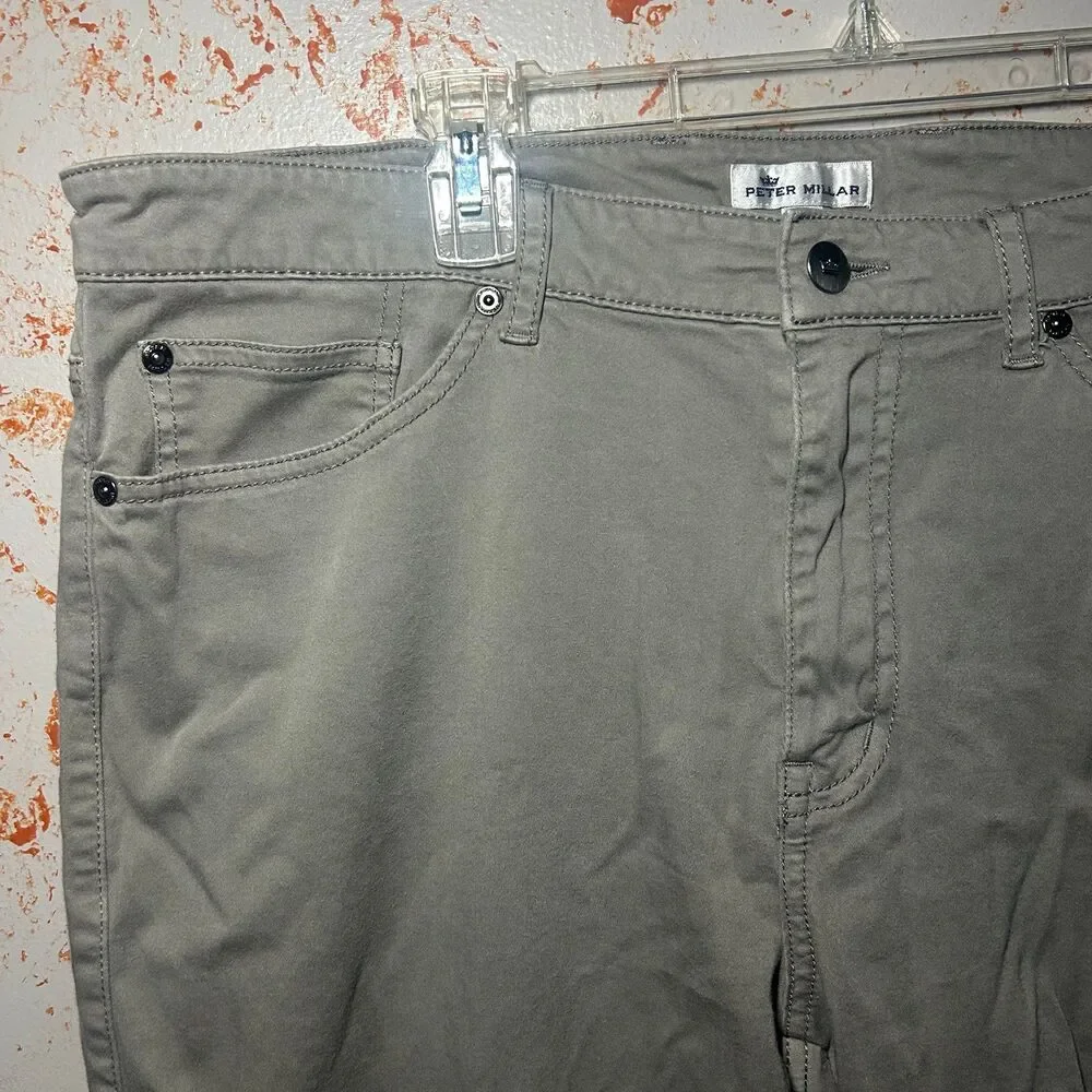 Peter Millar Crown Sport Performance 5 Pocket Pants Gray Stretch Mens 36x30